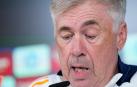 El entrenador del Real Madrid, Carlo Ancelotti, en la rueda de prensa de este viernes