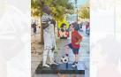 Imagen de la obra de LKN repuesta tras el robo de la figura de Vinicius Jr