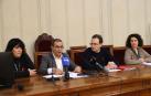 Aitziber Echeverría (coordinadora VIH e ITS en Navarra), Alberto Mantilla, Antonio López e Itxaso Baquedano durante el acto conmemorativo del Día Mundial de la Lucha contra el Sida.