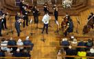 Un momento de la actuación de Manuel Escauriaza con la Orquesta Ciudad de Pamplona en la iglesia de Miranda de Arga