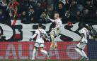 Isi Palazón celebra el tercer gol del Rayo