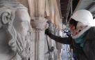 Detallle de los trabajos de restauración en el Santo Sepulcro de Estella.