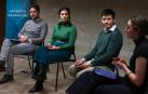 De izquierda a derecha, los psicólogos David Brugos y Ángeles Cueli y los miembros de Equipo Europa Jonathan Solarte y Delia Dinca, en la presentación del informe sobre salud mental
