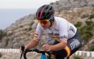 Paula Ostiz, en uno de los entrenamientos con el Movistar Team
