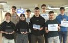 Julio Peña (IES Ibaialde), Leyre Andión (Colegio FEC Vedruna) y Alex Castro (Colegio San Francisco Javier de Tudela), ganadores de la Olimpiada de Filosofía de Navarra
