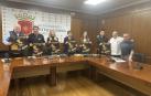 Desde la izquierda, Jorge Ruiz, Toño Pérez de Viñaspre, la edil Cristina Pérez, Loreto San Martín, Maite Basterra, David Zhu, Jesús Astariaga y José Flamarique, durante la presentación de la feria.	dn