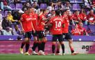 Los rojillos celebran uno de los goles en la victoria en el José Zorrilla contra el colista Valladolid /