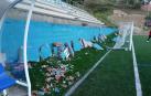 Imagen del estado en el que quedó la grada del Gondomar C.F.