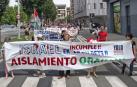 Imagen de la manifestación que ha recorrido Pamplona este domingo para pedir el boicot a Israel