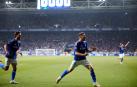 Portillo celebra el tercer tanto del Real Oviedo