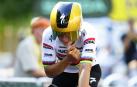 Remco Evenepoel cruza la meta tras la crono individual de la quinta etapa del Tour /