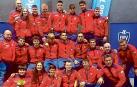 La expedición de la  Federación Española de Pelota que ha ganado el Mundial de Trinquete sub 23.