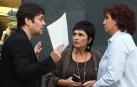Pablo Azcona, Laura Aznal y Ainhoa Unzu, la semana pasada en el pleno del Parlamento de Navarra