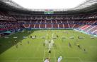 Un aspecto del estadio de El Sadar con un evento de Kosner, patrocinador principal, que se celebró al final de la temporada pasada