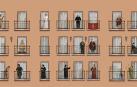 Parte de la lona que cubrirá Casa Seminario durante sus obras con los personajes históricos y emblemáticos /
