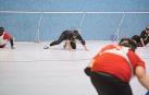 Un entrenamiento anterior del GoalBall Navarra, en Mendillorri.