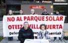 Rueda de prensa este lunes en Pamplona.de la plataforma de afectados por los proyectos de plantas solares de Villatuerta y Oteiza..