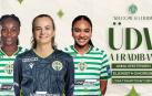 Lysa Tchaptchet, a la izquierda, en el anuncio oficial de su fichaje por el Ferencvaros