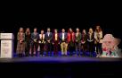 Autoridades y representantes de las distintas familias de la Economía Social, este martes en el escenario de la Escuela Navarra de Teatro