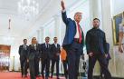 Donald Trump, junto a Zelenski y varios líderes europeos, el pasado mes de agosto en Washington
