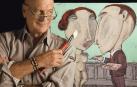 Carlos Ciganda, retratado ante una de sus obras