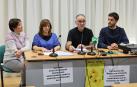 El equipo directivo del CREENA que ha dimitido: Isabel Soto, Laura Barcos, Ander Domblás y Carlos Ukar, en la rueda de prensa.