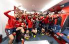 Osasuna se hizo la foto en el vestuario, imagen que hacía tiempo que no se veía. Faltó Budimir porque estaba atendiendo a los medios de comunicación