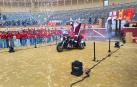 Llegada de Papa Noel a la plaza de Toros de Tudela, desde donde saldrá escoltado por varios moteros para recorrer la localidad