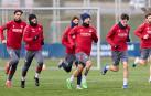 La plantilla se ejercitó ayer en Tajonar después de caer en Girona.