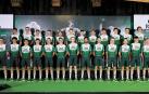 La plantilla del Caja Rural-RGA al completo, ayer por la tarde en la presentación del equipo para la temporada 2026 en Berrioplano