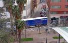 El camión bloqueado en el centro de Tudela