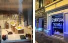 Pintadas en el escaparate de Sabor a España en la plaza Consistorial de Pamplona