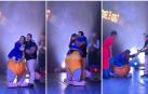 Tres momentos de la pedida de mano en el circo de Fofito en Pamplona