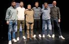 Dani Saldise, Asier Llamas, Tatono Arregui, Roberto Martil, Imanol Arregui y Javi Eseverri, en la casa de cultura de Irurtzun, el día en el que Martil cerró su etapa deportiva