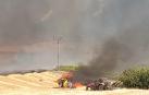 Calcinada la pala excavadora de un joven que colaboraba con la extinción del incendio de Imárcoain