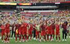 Los jugadores de Suiza festejan la clasificación para cuartos de final del Mundial