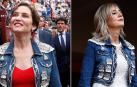 Isabel Díaz Ayuso (izda.) en una imagen publicada por Mujer Hoy, con la cazadora que Cristina Ibarrola (dcha..) lució en la corrida del jueves 9 de julio de 2026