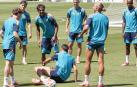 Ambiente distendido en el entrenamiento de España este jueves, 9 de julio
