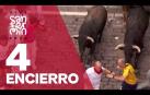 El cuarto encierro, muy peligroso en dos minutos, 32 segundos. De nuevo velocísimo, el cuarto encierro de San Fermín ha durado dos minutos, 32 segundos- en la media de esta semana- con toros rápidos que han causado momentos más que peligrosos, sobre todo en la calle Estafeta, donde se han vivido momentos muy tensos con fuertes caídas y montoneras. 

Toda la información: https://www.rtve.es/noticias/san-fermin/