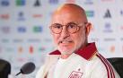 El seleccionador español de fútbol, Luis de la Fuente, en la rueda de prensa anterior al partido frente a Bélgica