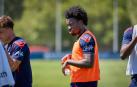 Enzo Boyomo, en un entrenamiento en Tajonar