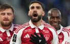 Del Castillo celebra un gol con el Brest