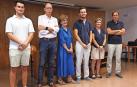 El concejal de Falces Iván Juguera, Javier Andreu, presidente de la Sociedad de Estudios Históricos de Navarra, Carmen Jusué, Javier Larequi, María García-Barberena y Javier Armendáriz