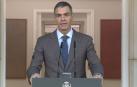 Un momento de la comparecencia de Pedro Sánchez en Moncloa este lunes para anunciar si hay adelanto electoral
